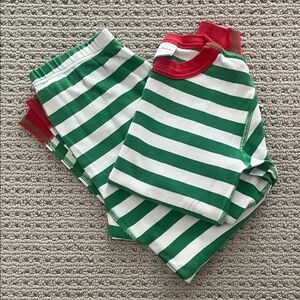 Hanna Andersson Green and White Striped Kids Pajamas
